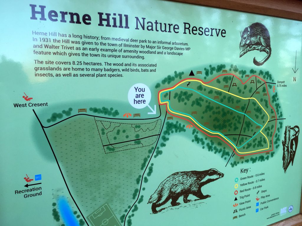 Ilminster Town Council, interpretation board for Herne Hill Nature Reserve.